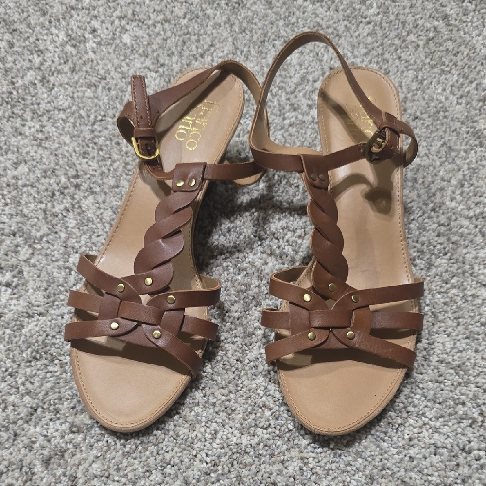FRANCO SARTO● SZ 9● BROWN WEDGE SANDALS